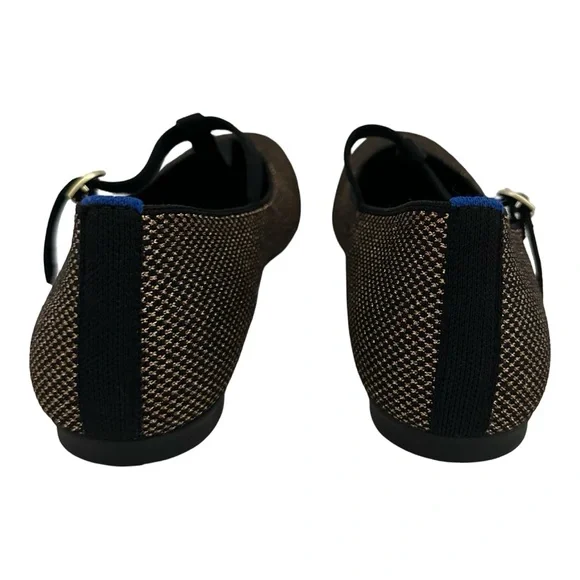 Rothy's T-Strap Mary Jane Flats Bronze Black Metallic Knit Women's Size 9 - Picture 6 of 10